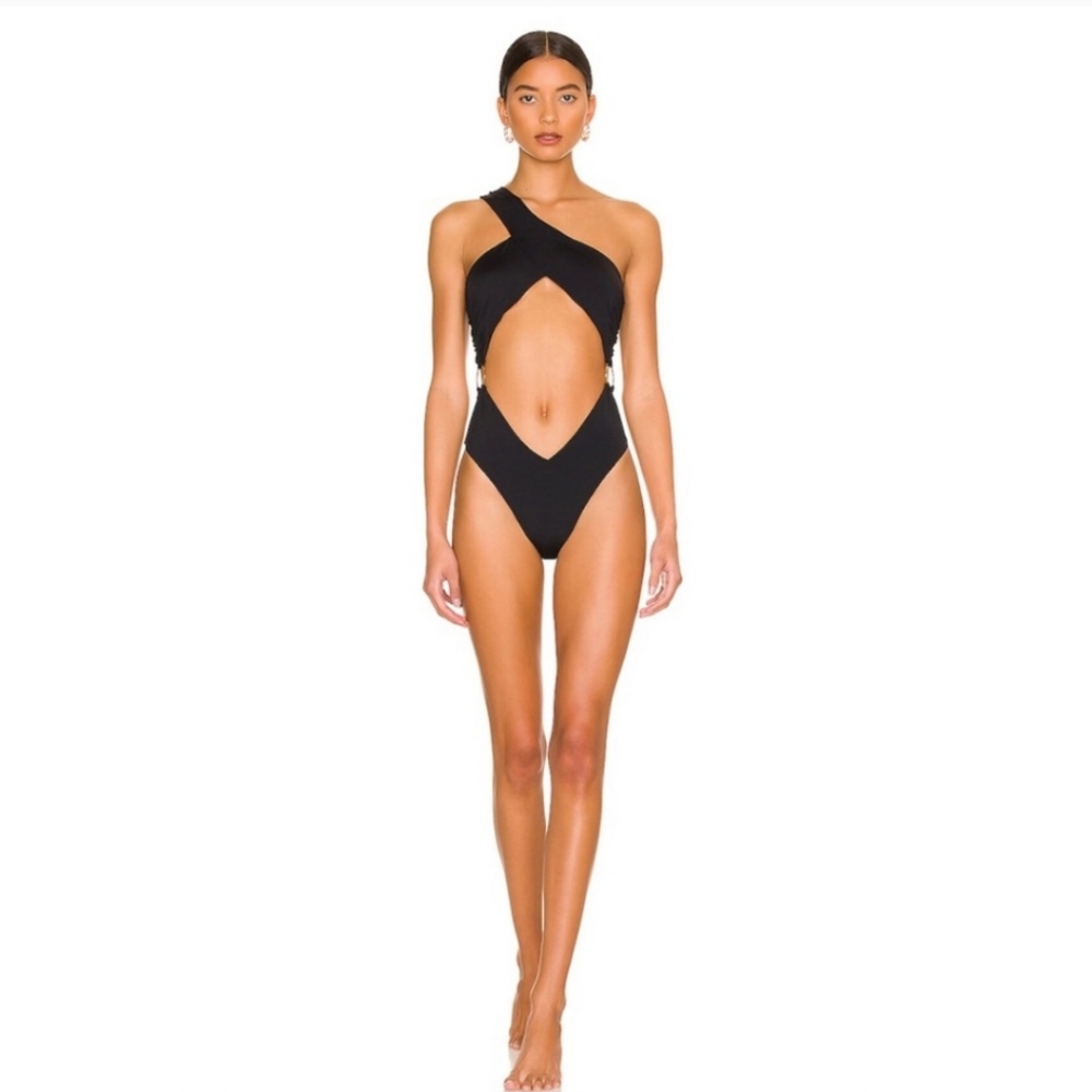 We Wore What Asymmetrical Cross Over One Piece swimsuit S